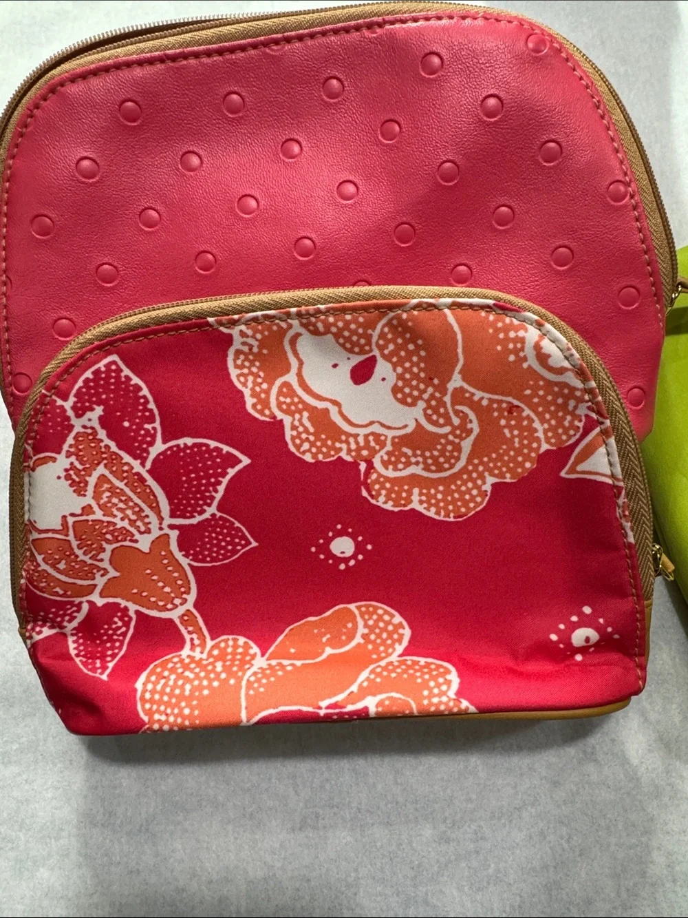 Estee Lauder Three-Piece Cosmetic Pouch Set in Hot Pink, Floral Pink & Lime NWOT